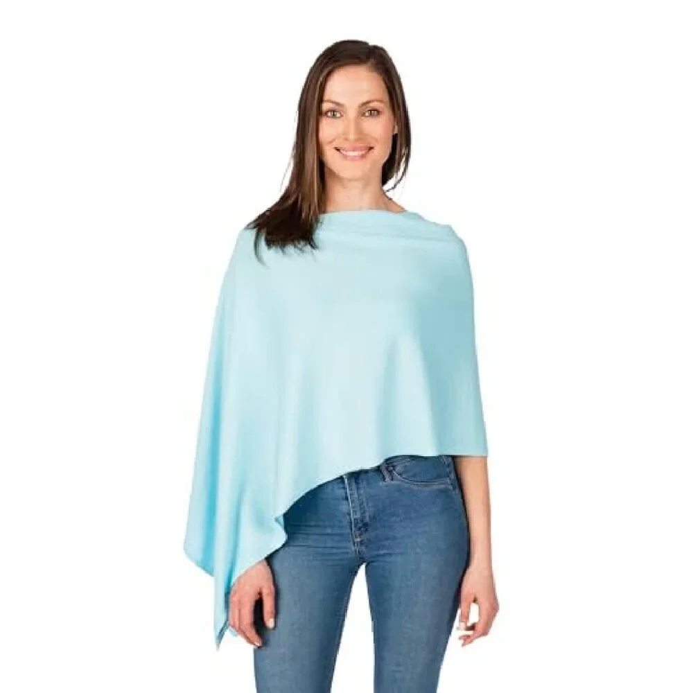 Lightweight Cashmere Blend Poncho - Super Soft 95% Cotton 5% Cashmere